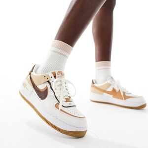 Nike Air Force 1 Shadow sneakers in off-white and brown